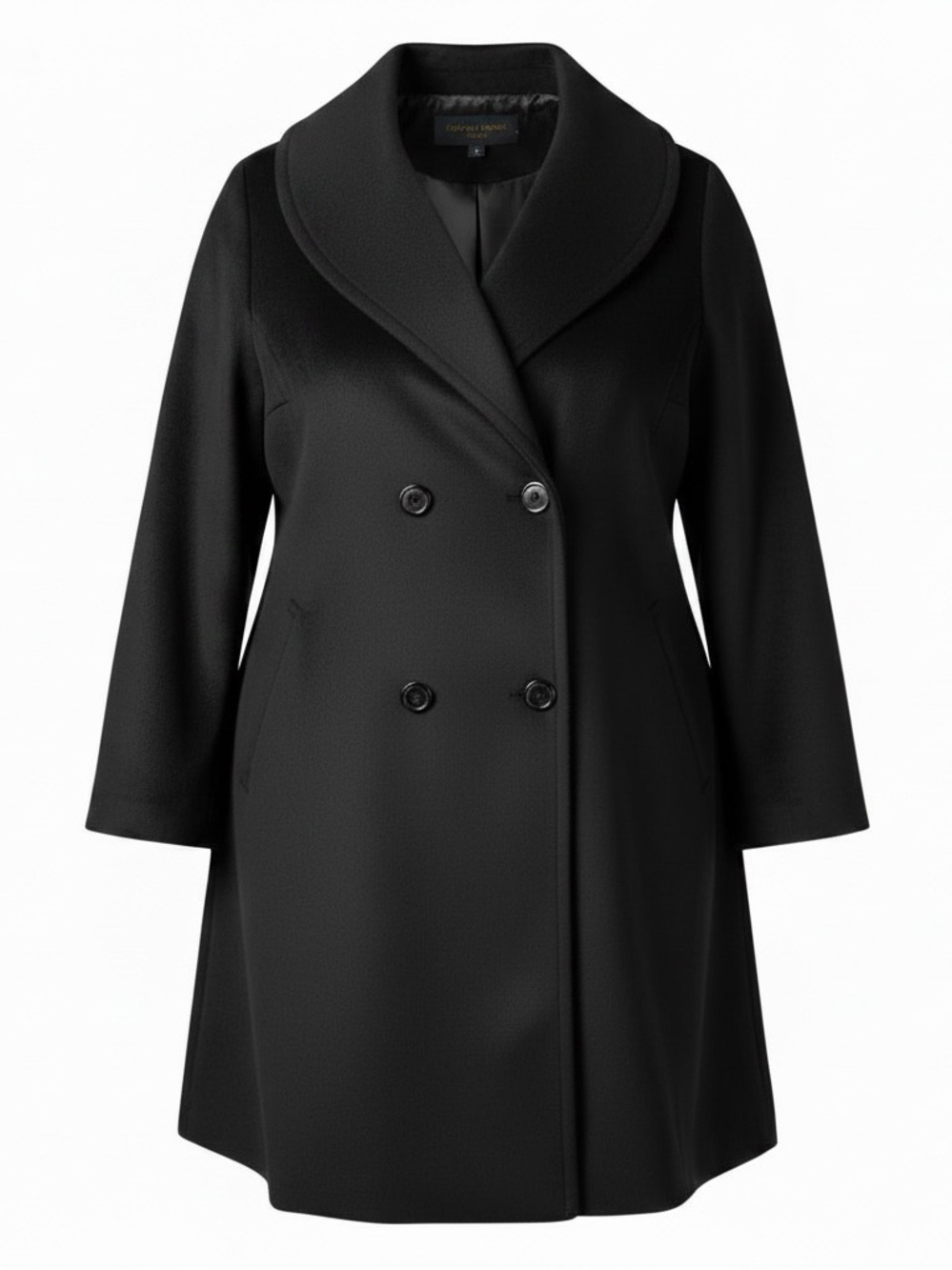 NWOT Jessica London 26W black wool blend shawl collar‎ A line cut winter coat